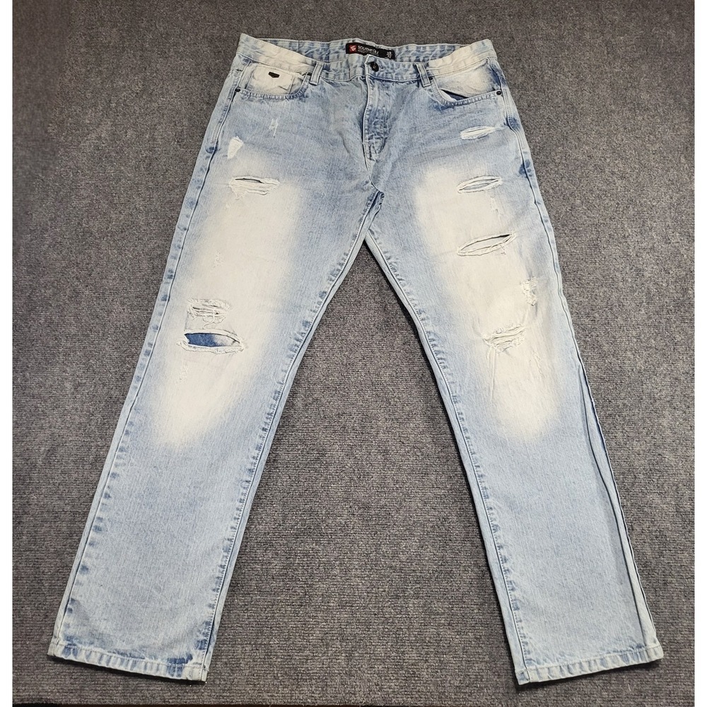 Vtg Y2K Southpole Light-Wash Distressed Blue Straight Jeans Men's Size (38Wx32L)